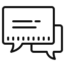 Black chat or speech bubble icon with three dots inside, symbolizing messaging.